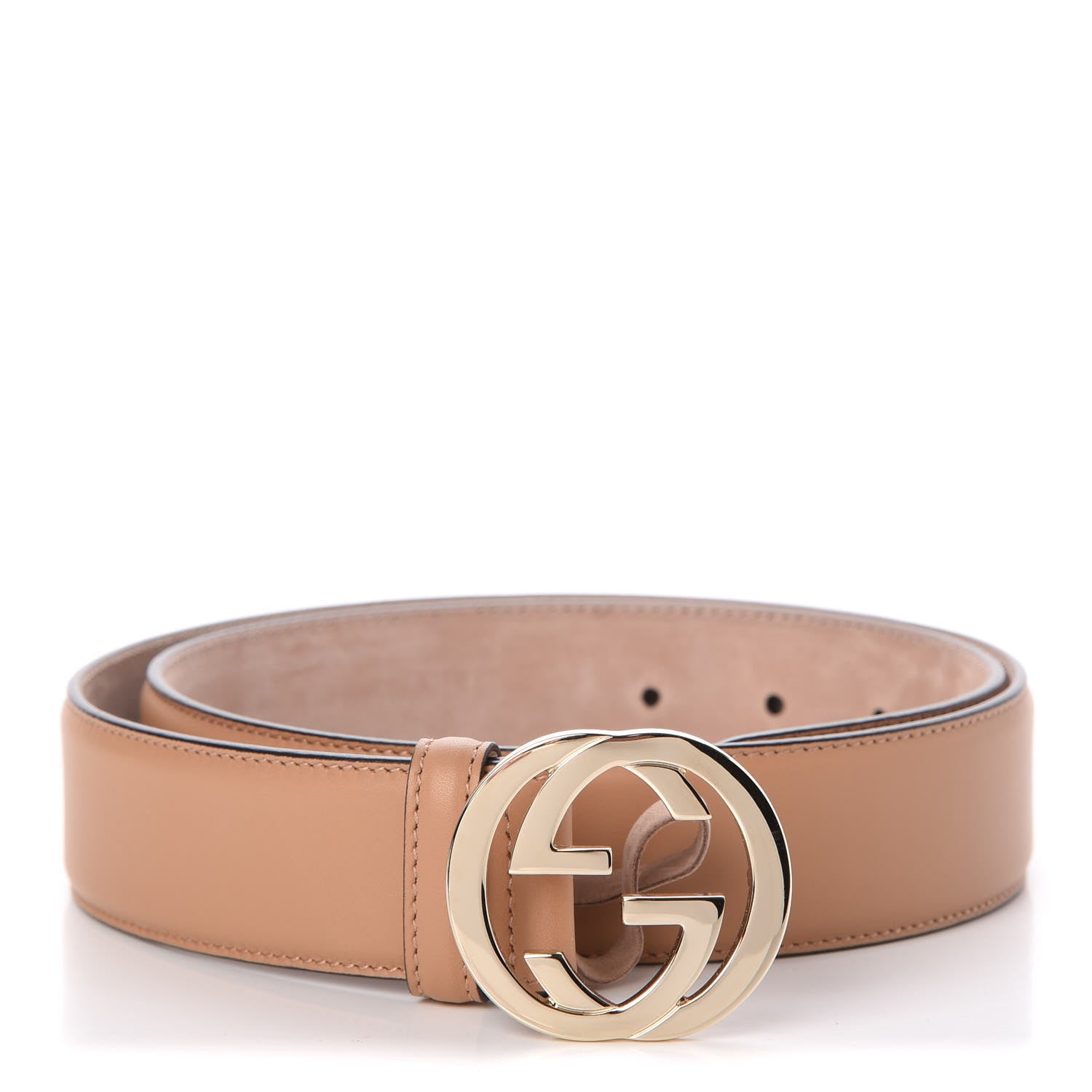 Gucci Calfskin Interlocking G 37mm Belt 85 34 Camelia 1 of 6