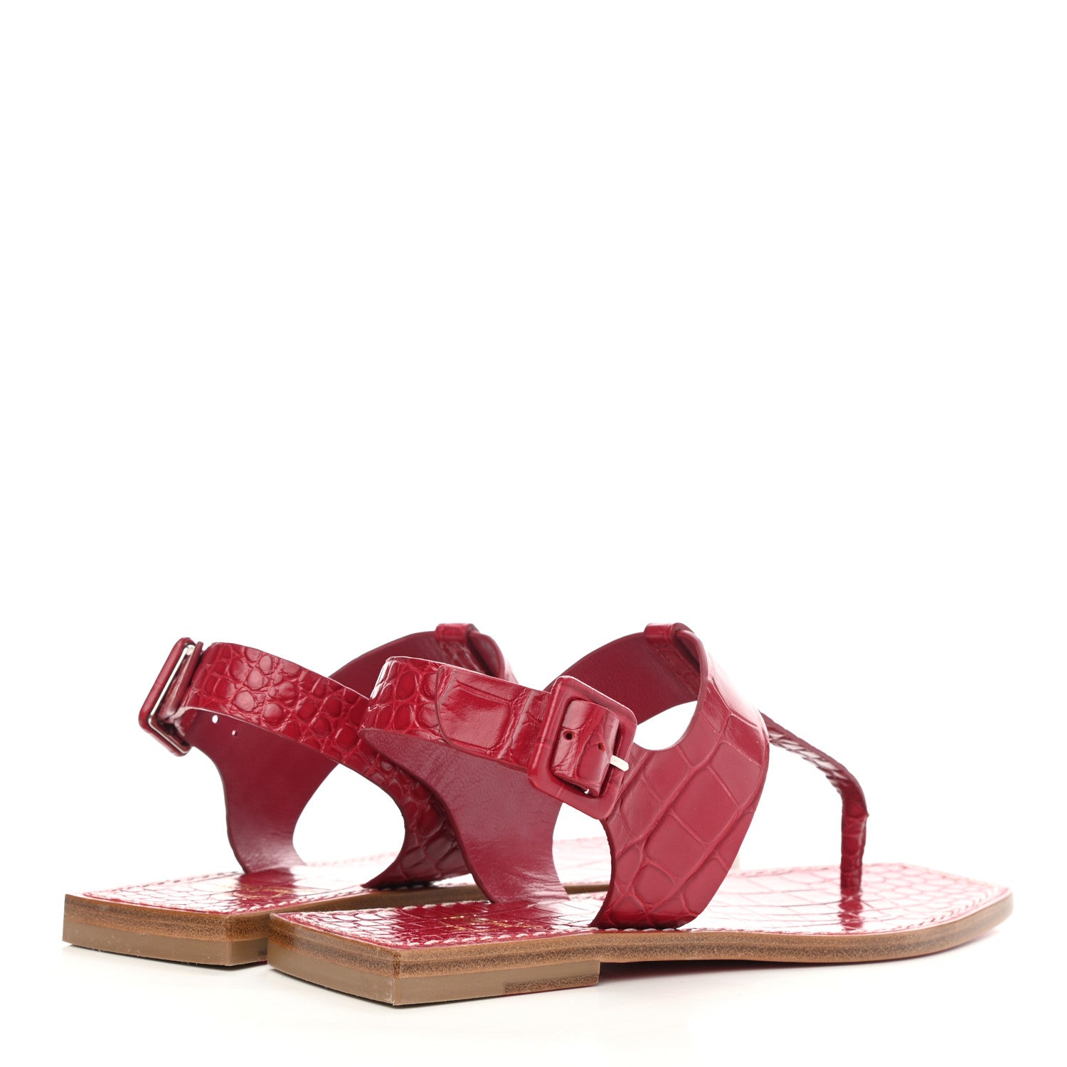 Christian Louboutin Calfskin Alligator Embossed Cubongo Flat Sandals 36 Persan 4 of 7