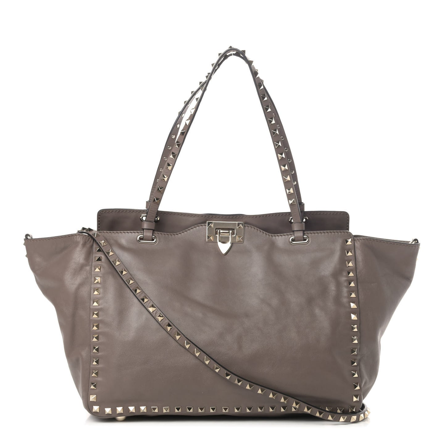 Vitello Medium Rockstud Tote Taupe