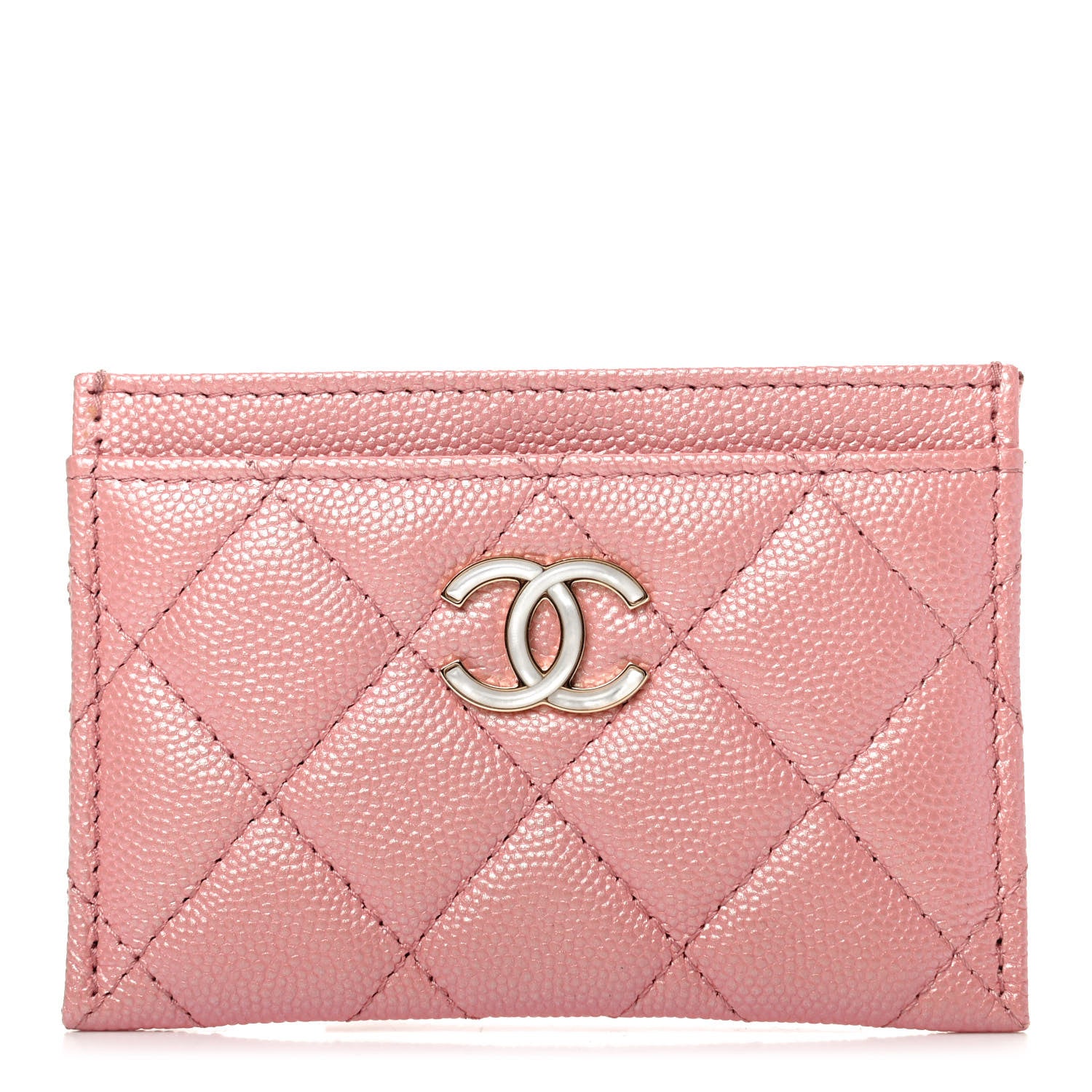 Chanel Iridescent Caviar Quilted Card Holder Rose Pink 1 of 8