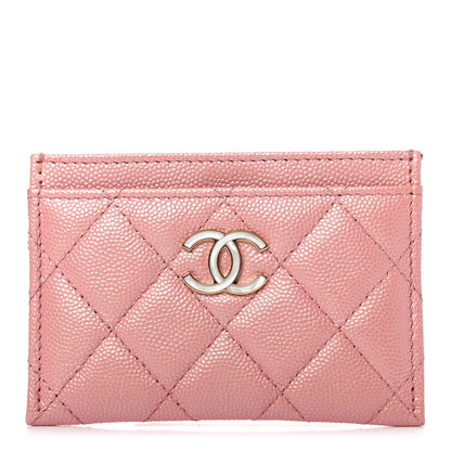 Chanel Iridescent Caviar Quilted Card Holder Rose Pink 1 of 8