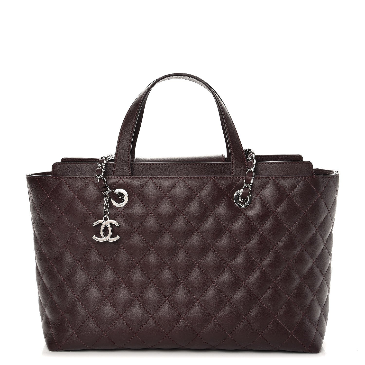Chanel Calfskin Quilted Large Shopping Tote Burgundy 1 of 8