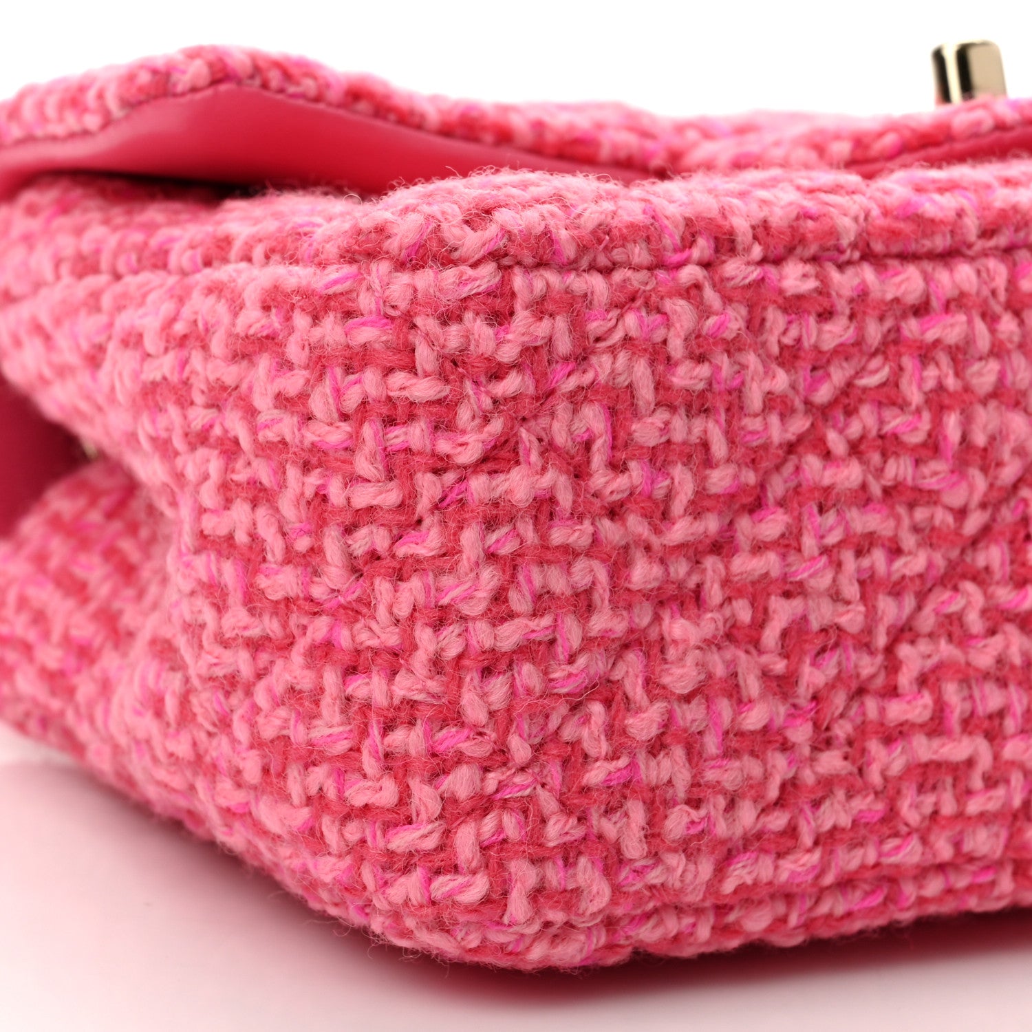 Chanel Wool Tweed Quilted Mini Rectangular Flap Dark Pink Fuchsia 9 of 11