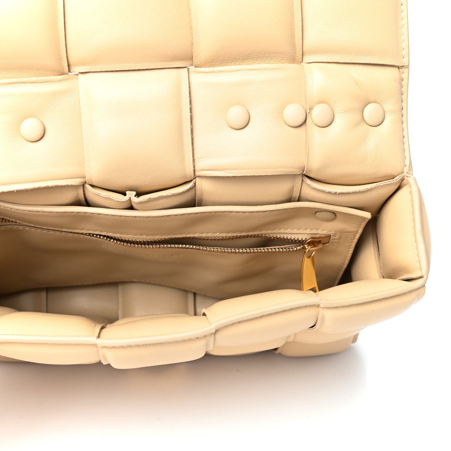 Lambskin Maxi Intreccio Padded Chain Cassette Crossbody Bag Porridge
