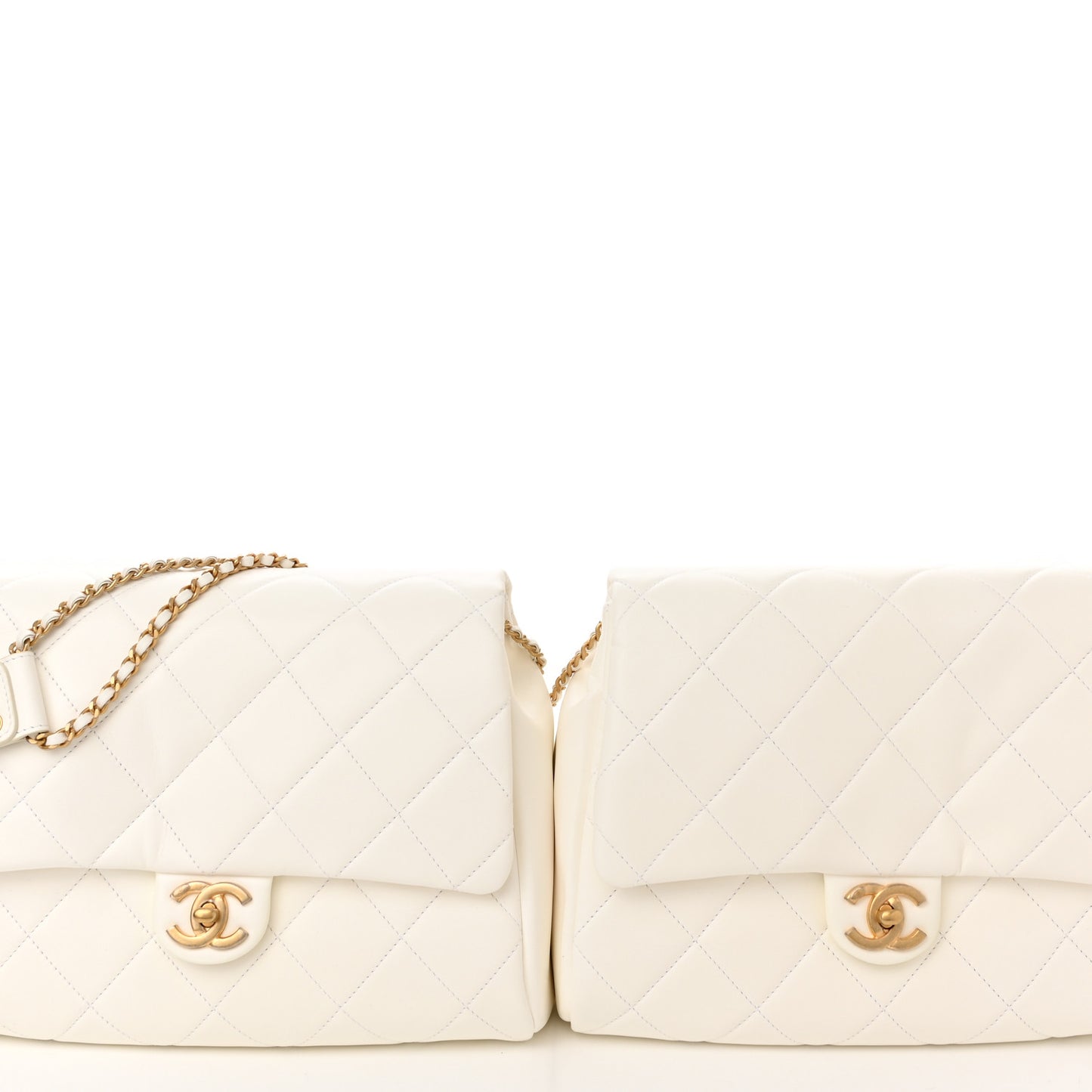 Lambskin Quilted Large Side-Packs White