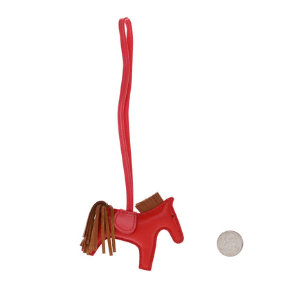 Hermes Milo Lambskin Grigri Rodeo Horse Bag Charm PM Rouge Indien Gold Bougainvillea 2 of 4
