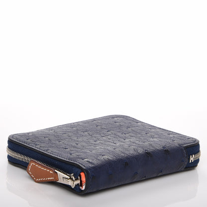 Hermes Ostrich Silk'in Compact Wallet Bleu Saphir 4 of 8