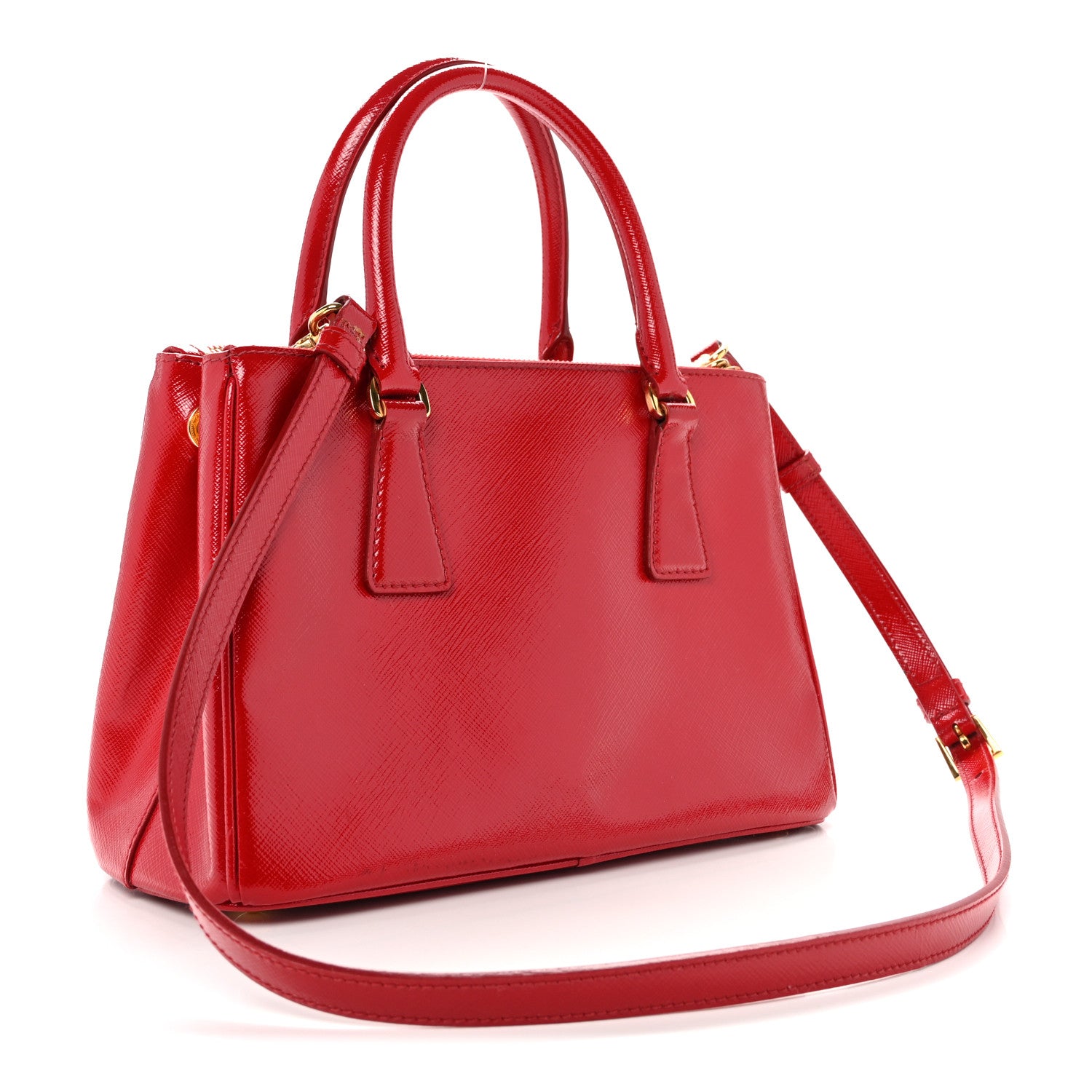 Prada Saffiano Vernice Galleria Double Zip Tote Rosso 3 of 14