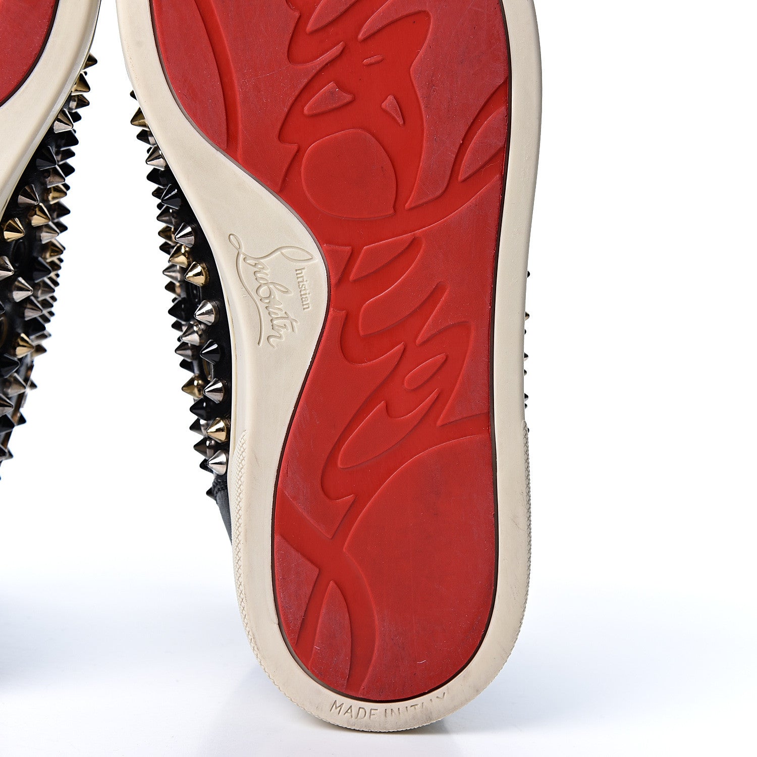Christian Louboutin Calfskin Womens Louis Spikes Flat Sneakers 37 Black Multi 10 of 11