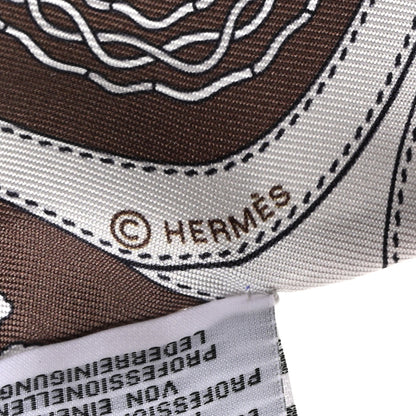Hermes Silk Festival Des Amazones Bandana Fringed Twilly Craie Brun 4 of 5
