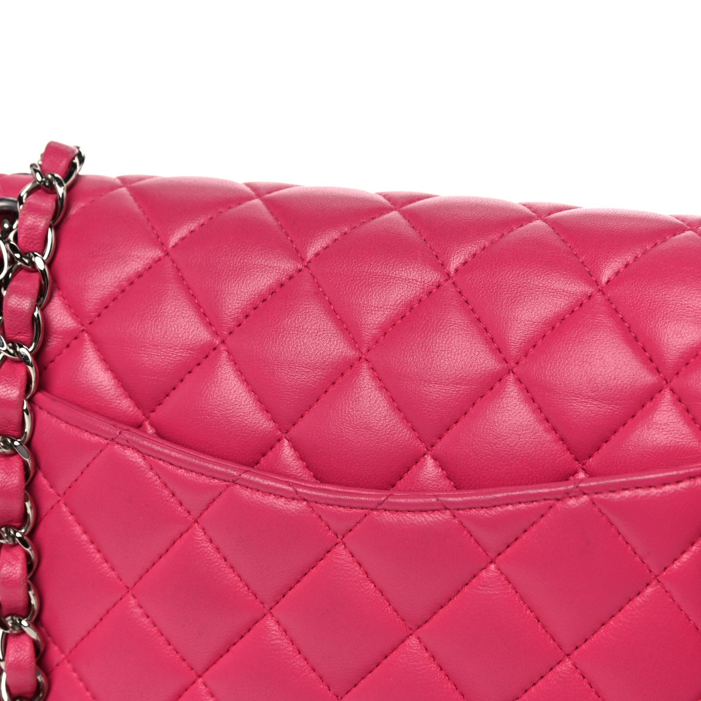 Lambskin Quilted Medium Double Flap Dark Pink