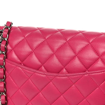 Chanel Lambskin Quilted Medium Double Flap Dark Pink 22 of 22