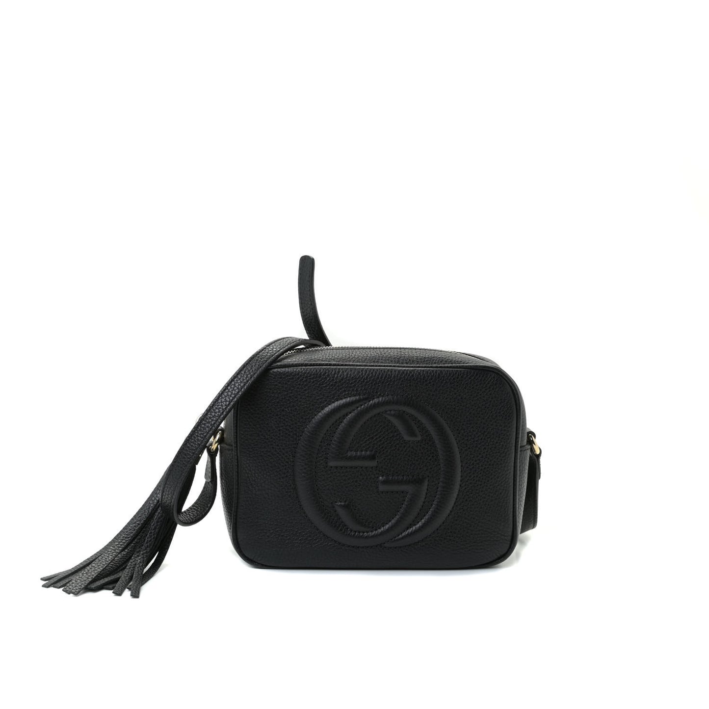 Pebbled Calfskin Small Soho Disco Bag Black