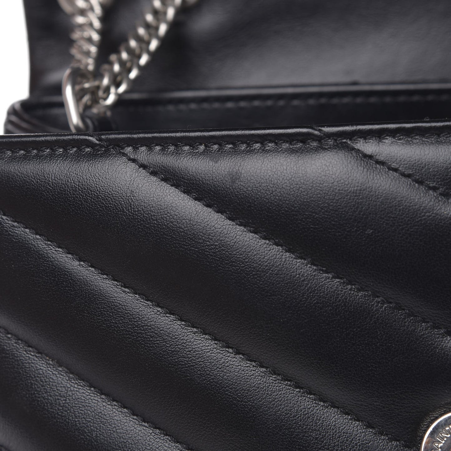 Calfskin Y Quilted Monogram Small Loulou Chain Satchel Black