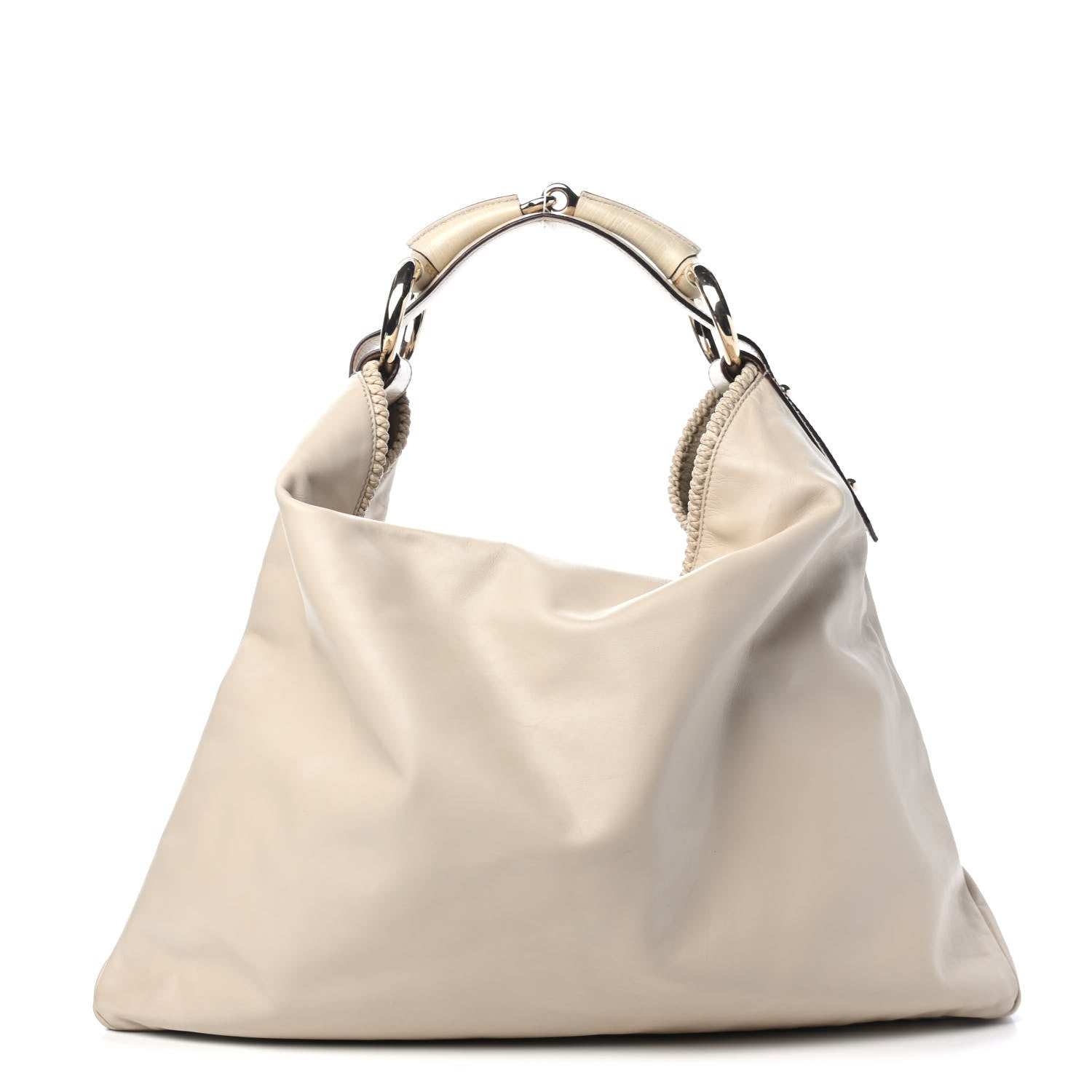 Gucci Calfskin Large Horsebit Chain Hobo Ivory 1 of 5