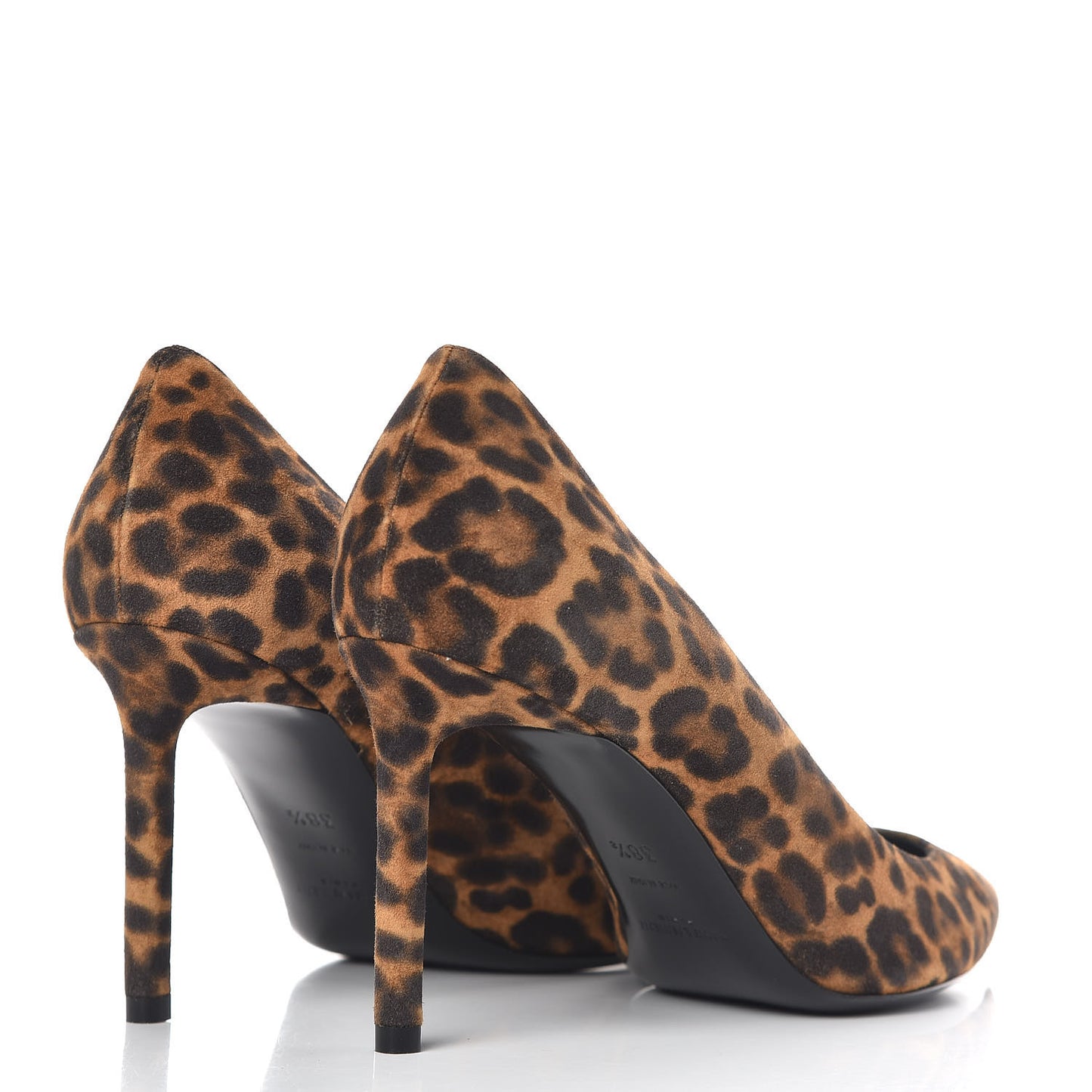 Suede Leopard Printed Anja Pumps 38.5 Natural Coffee
