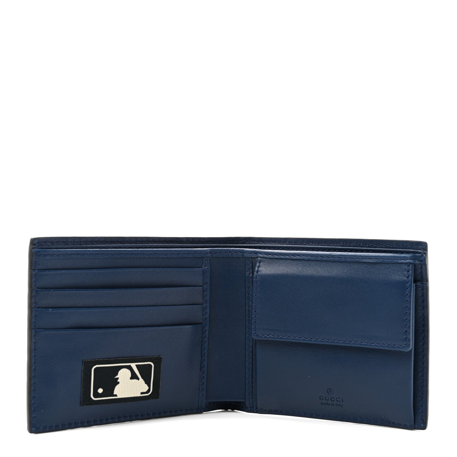 Gucci X MLB Guccissima Signature NY Yankees Embroidered Bi-Fold Wallet Royale Ivory 5 of 6