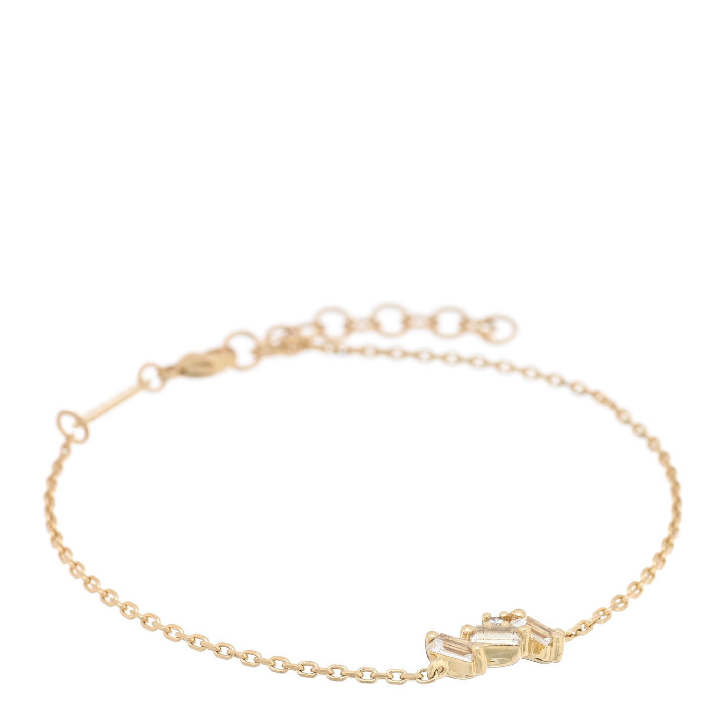 14K Yellow Gold Diamond White Topaz Bracelet