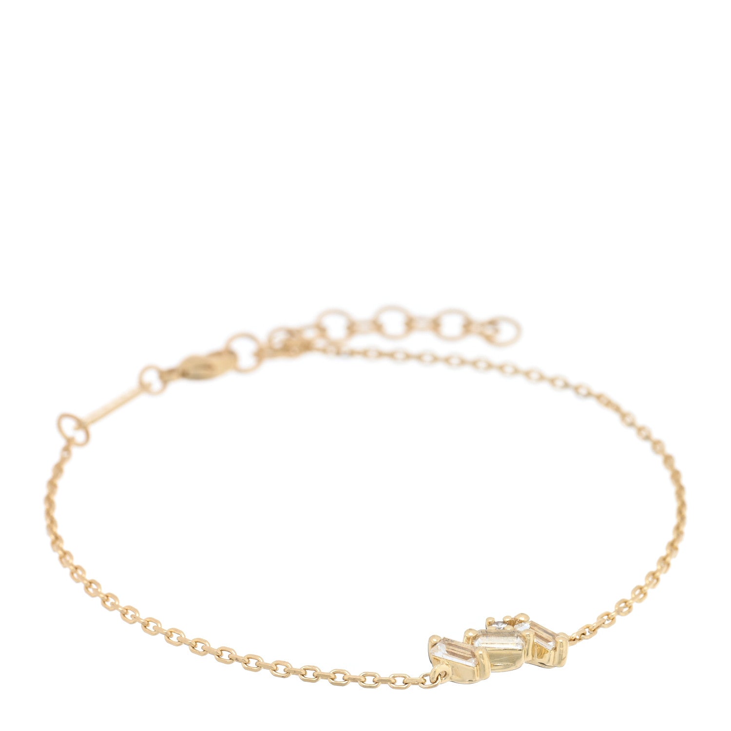 Suzanne Kalan 14K Yellow Gold Diamond White Topaz Bracelet 1 of 3
