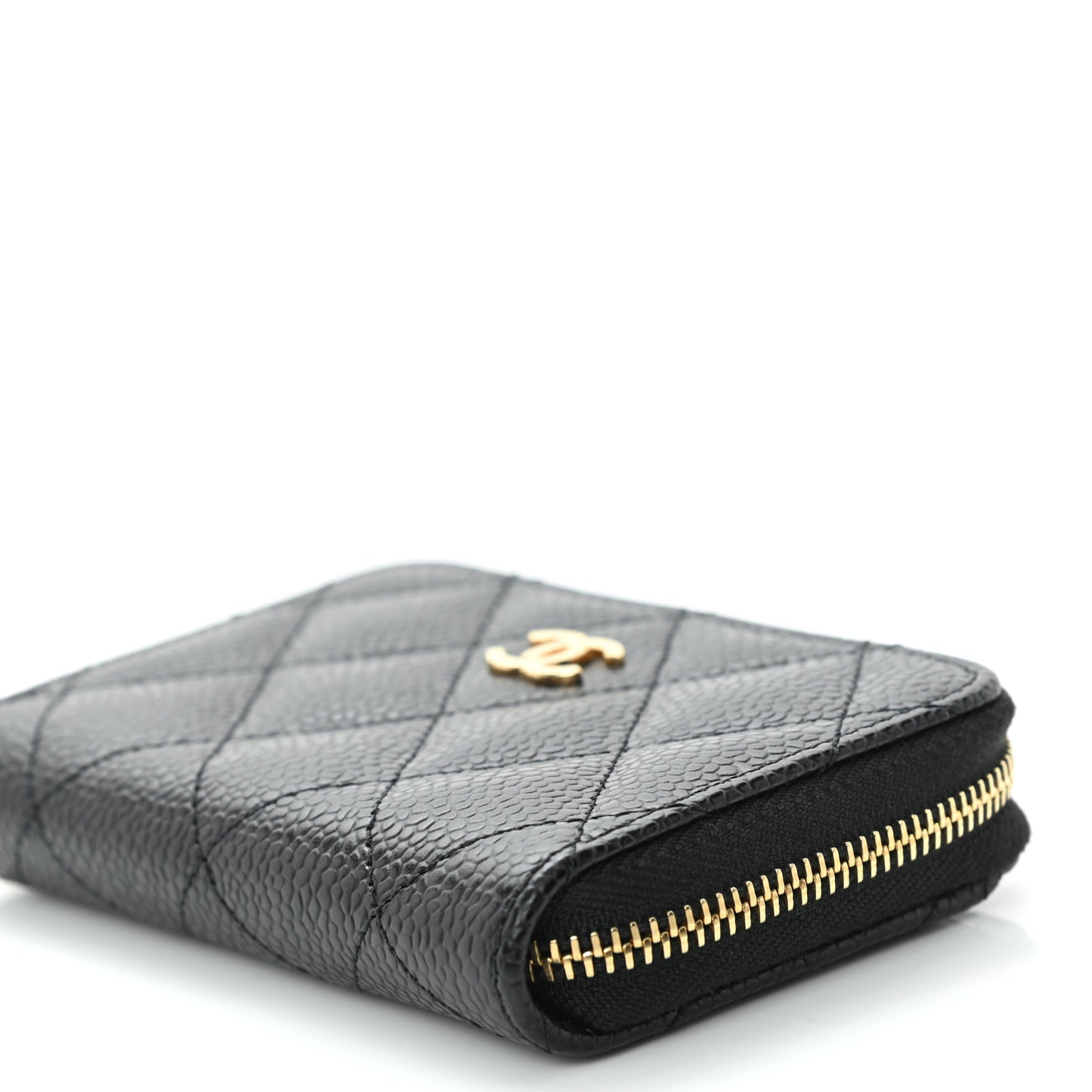 Caviar Quilted Zip Coin Purse Black