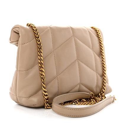 Saint Laurent Lambskin Quilted Toy Loulou Puffer Monogram Chain Satchel Dark Beige 3 of 10
