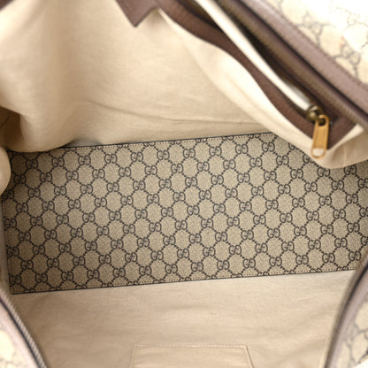 Gucci GG Supreme Monogram Textured Dollar Calfskin Web Medium Ophidia Carry-On Duffle Bag Beige Ebony New Acero 4 of 9