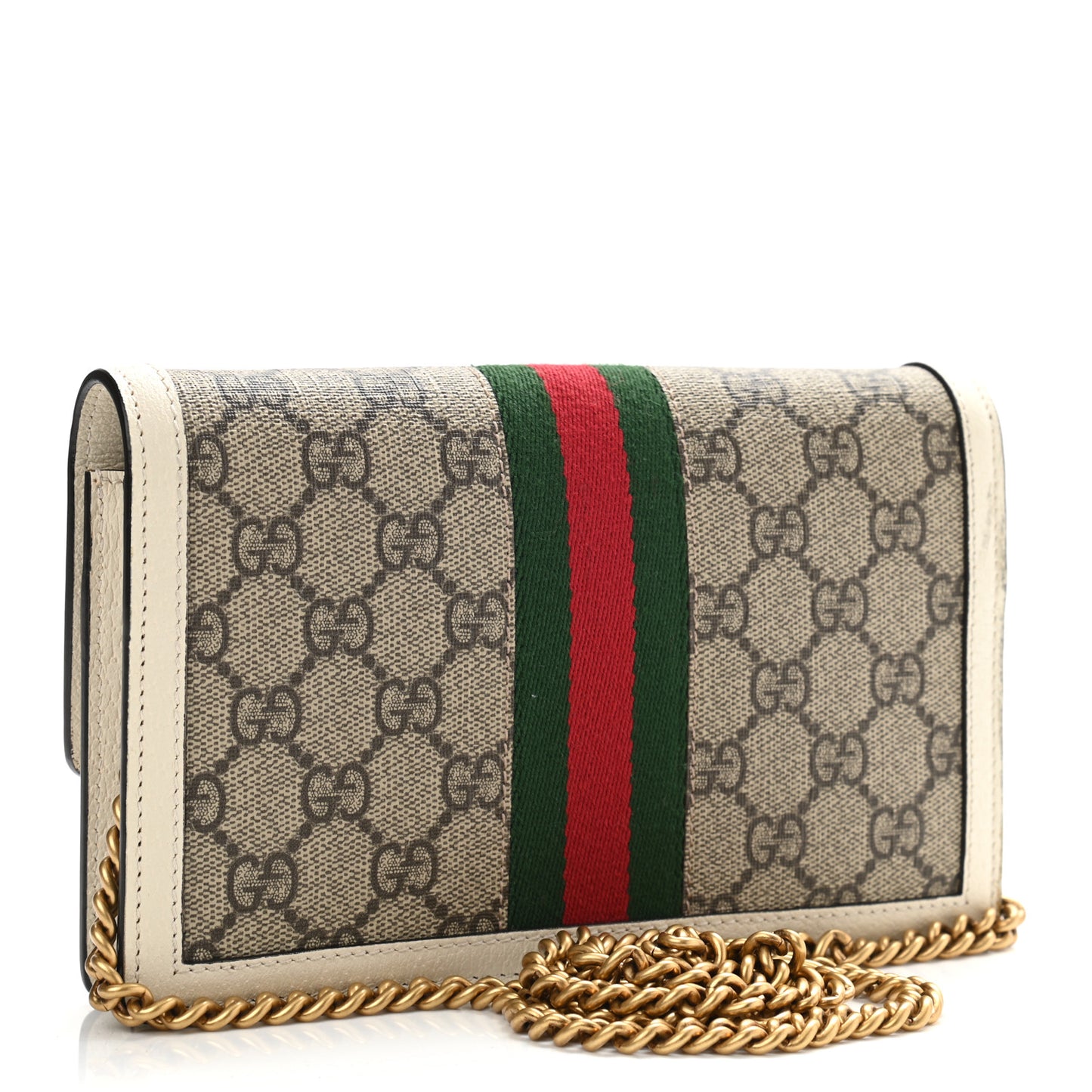 GG Supreme Monogram Web Queen Margaret Chain Wallet White