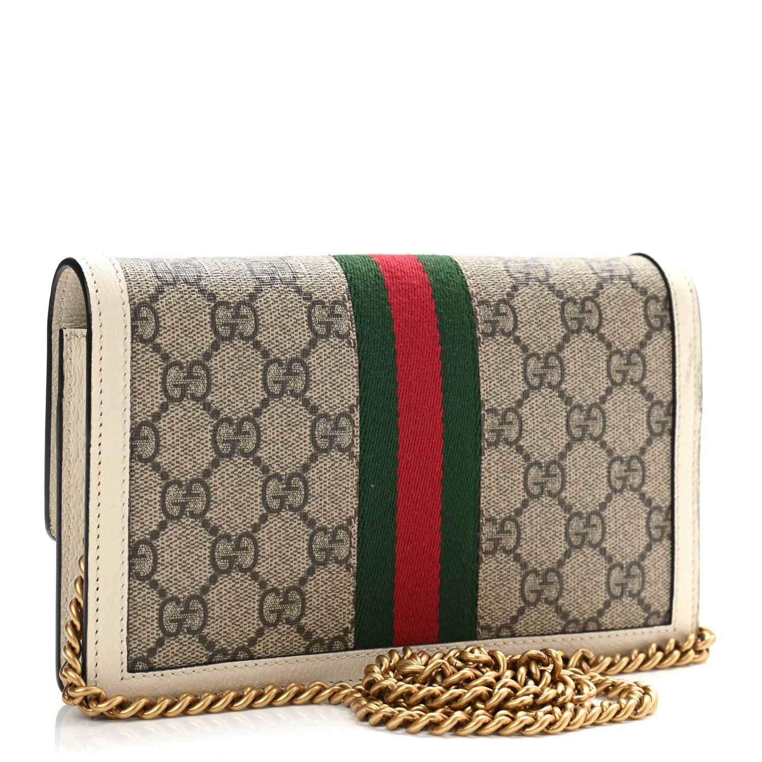 Gucci GG Supreme Monogram Web Queen Margaret Chain Wallet White 3 of 10