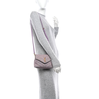 Saint Laurent Denim Y Quilted Monogram Toy Loulou Crossbody Bag Bleached Lilac 2 of 10