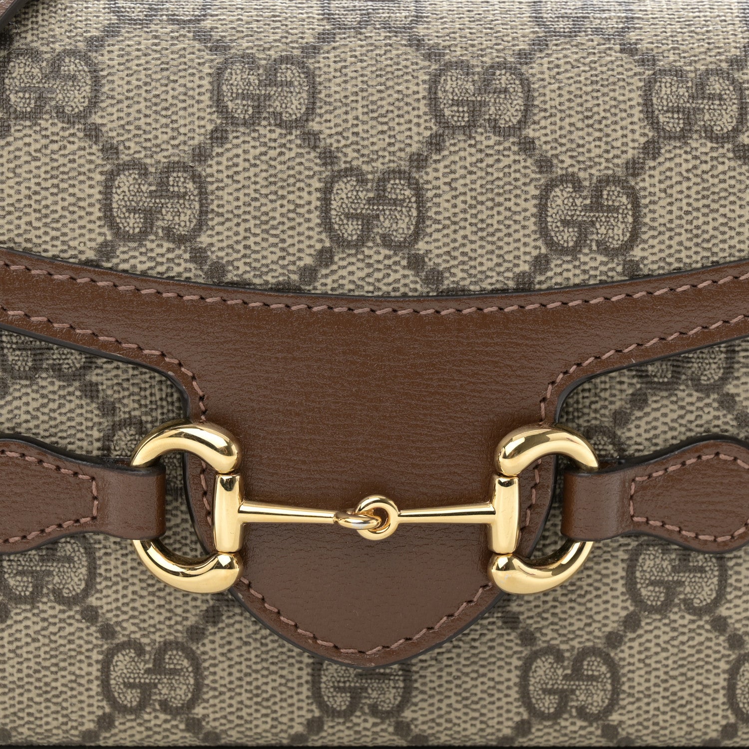 Gucci GG Supreme Monogram Mini Horsebit 1955 Shoulder Bag Beige Brown Sugar 8 of 10
