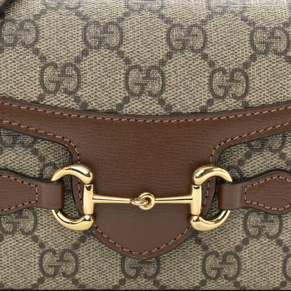 Gucci GG Supreme Monogram Mini Horsebit 1955 Shoulder Bag Beige Brown Sugar 8 of 10