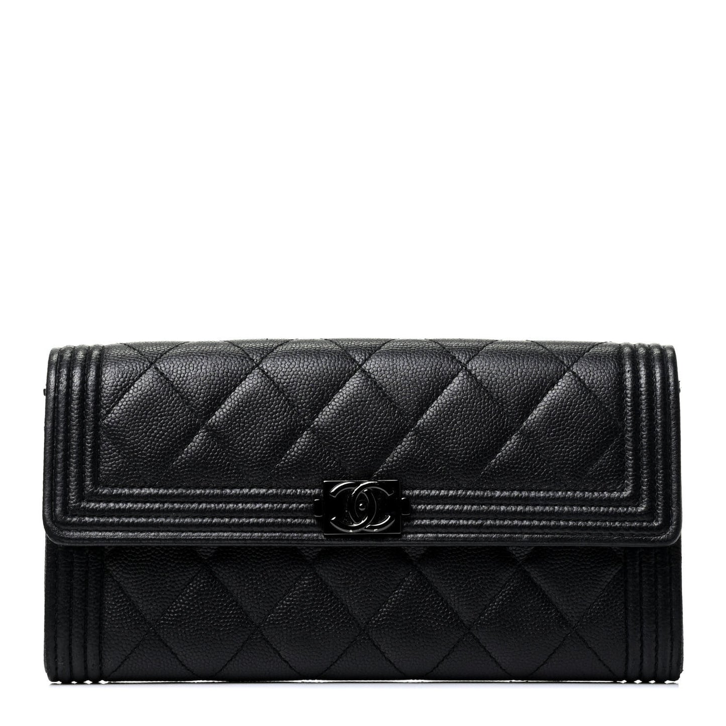 Caviar Quilted Boy Flap Wallet So Black