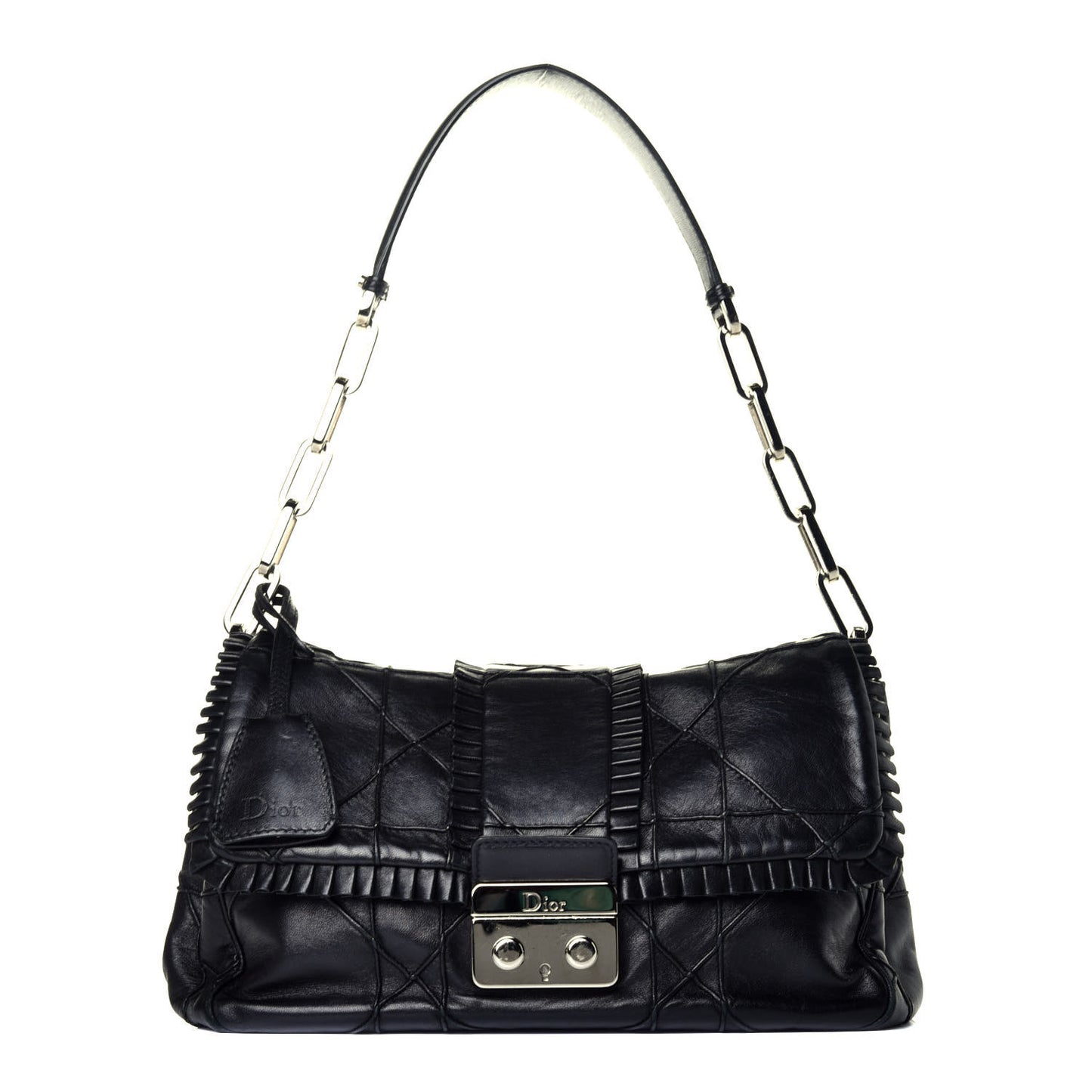 Lambskin Cannage Ruffle New Lock Flap Black