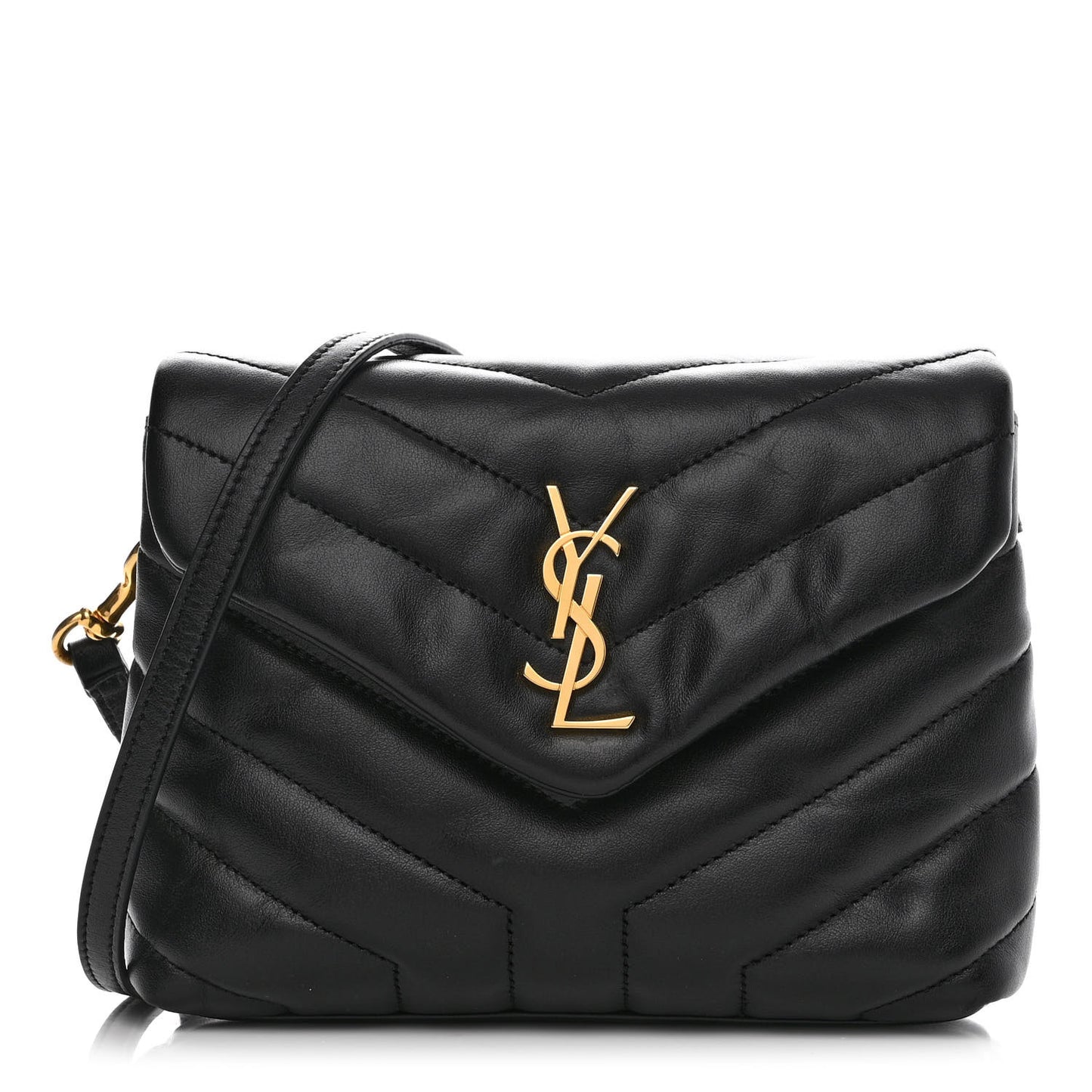 Calfskin Y Quilted Monogram Toy Loulou Crossbody Bag Black