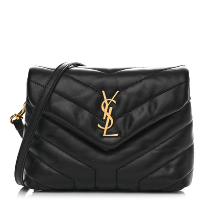 Saint Laurent Calfskin Y Quilted Monogram Toy Loulou Crossbody Bag Black 1 of 12