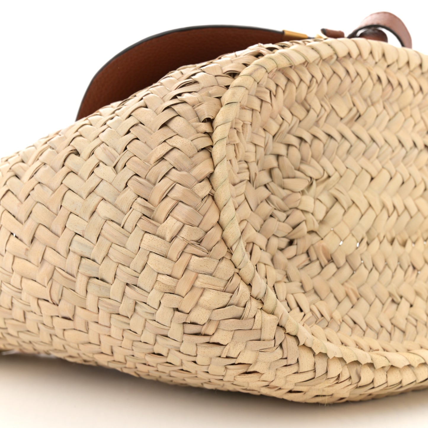 Raffia Small Grain Calfskin Medium Marcie Basket Tan