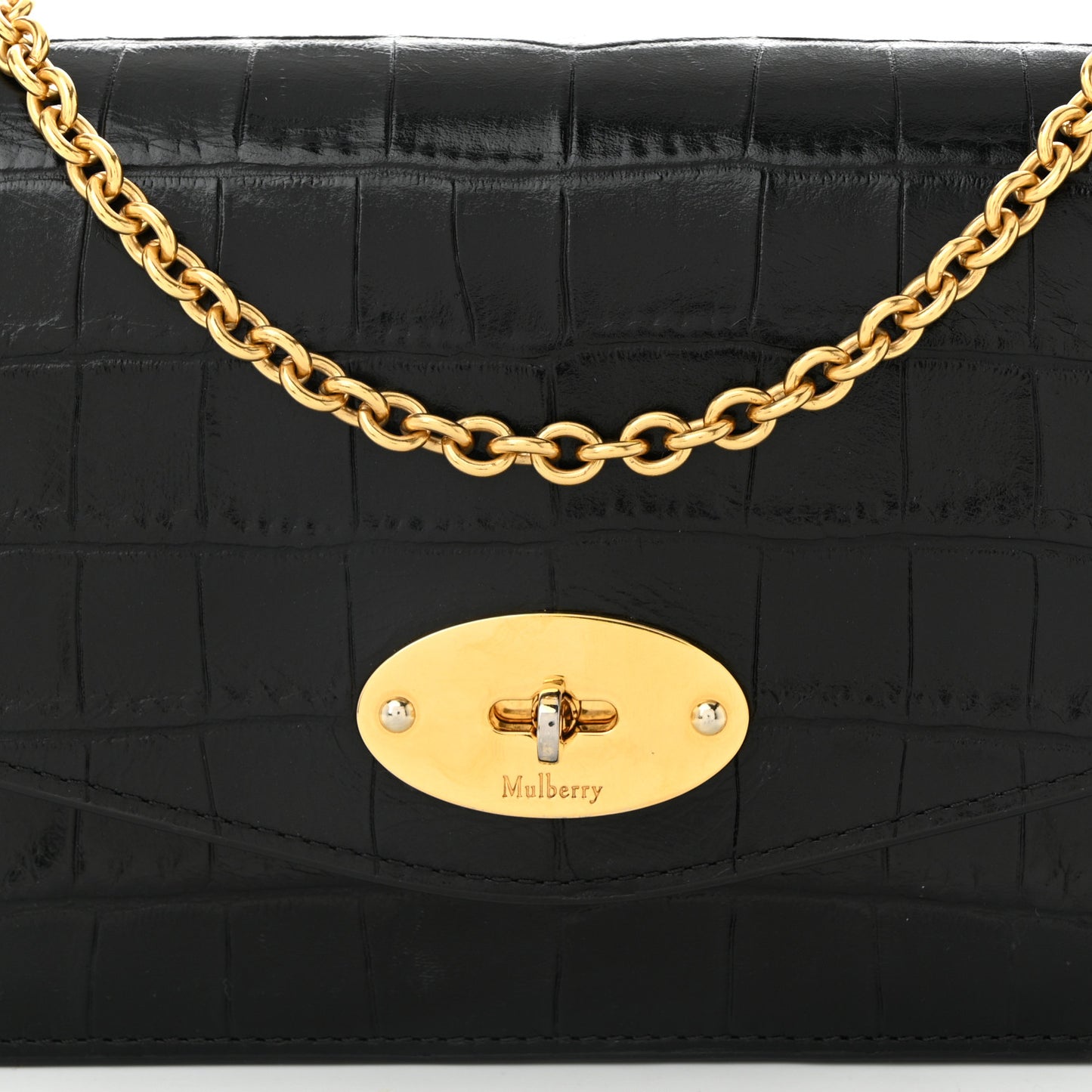 Crocodile Embossed Calfskin Small Darley Black