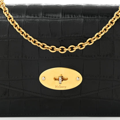 Mulberry Crocodile Embossed Calfskin Small Darley Black 7 of 10