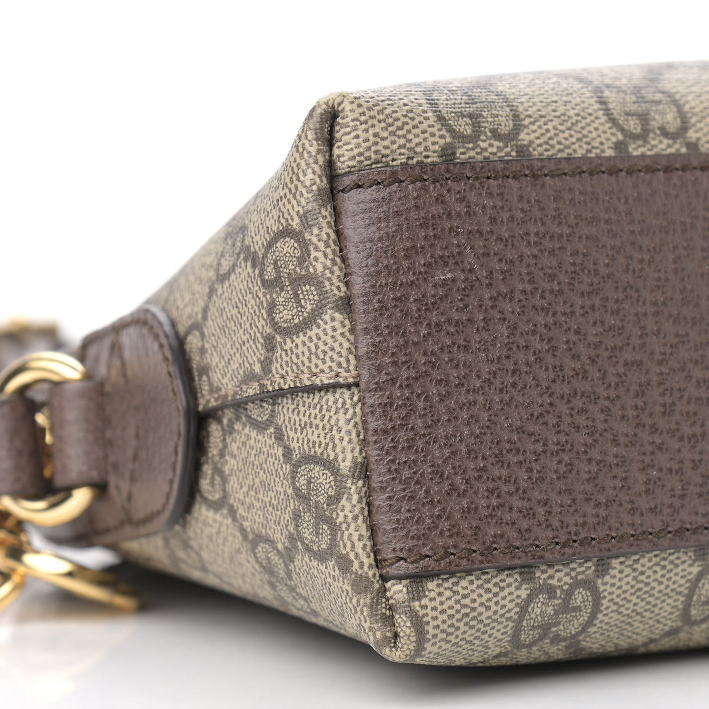 GG Supreme Monogram Textured Dollar Calfskin Web Small Ophidia Dome Shoulder Bag Beige Ebony New Acero