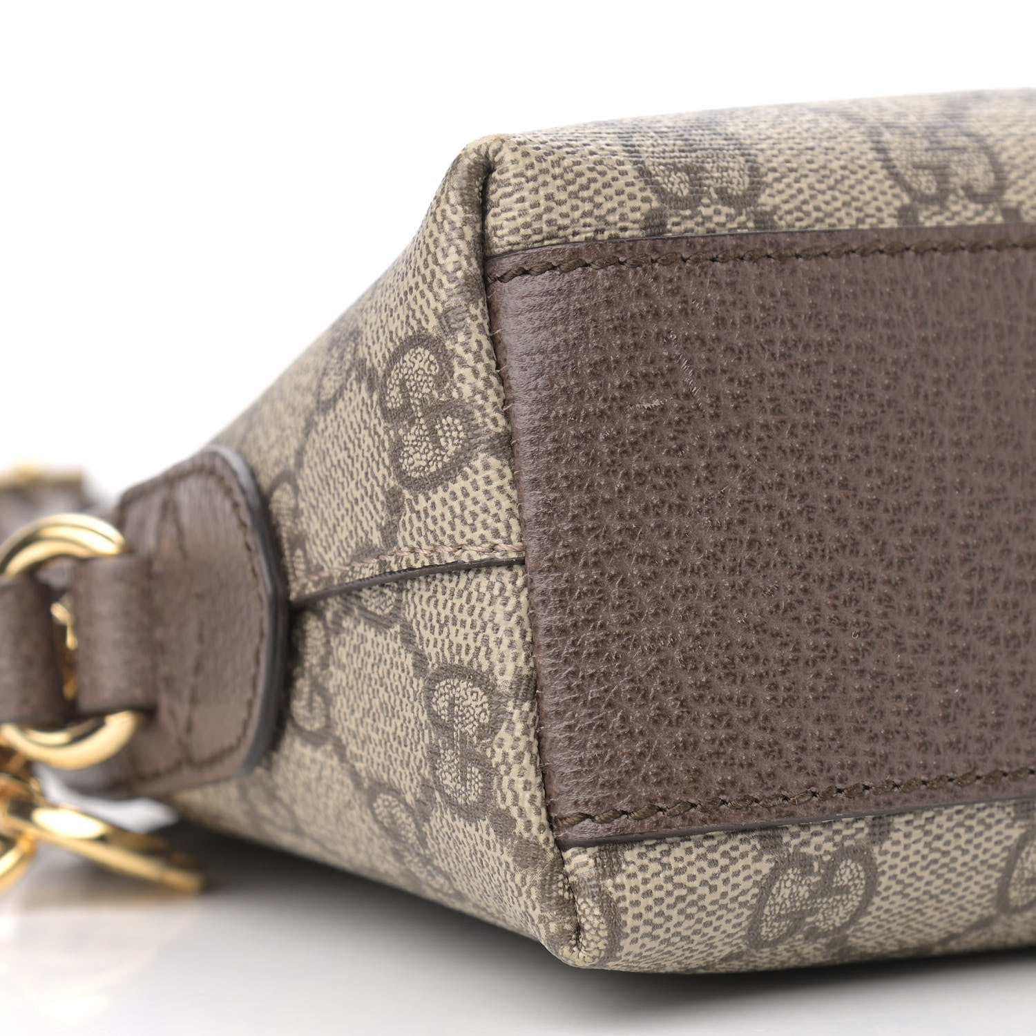 Gucci GG Supreme Monogram Textured Dollar Calfskin Web Small Ophidia Dome Shoulder Bag Beige Ebony New Acero 9 of 11