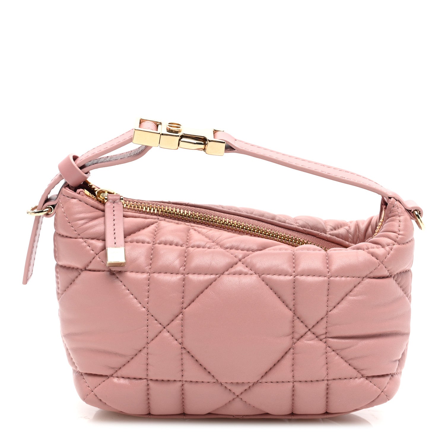 Christian Dior Calfskin Macrocannage Small Diortravel Nomad Pouch Old Rose 1 of 7