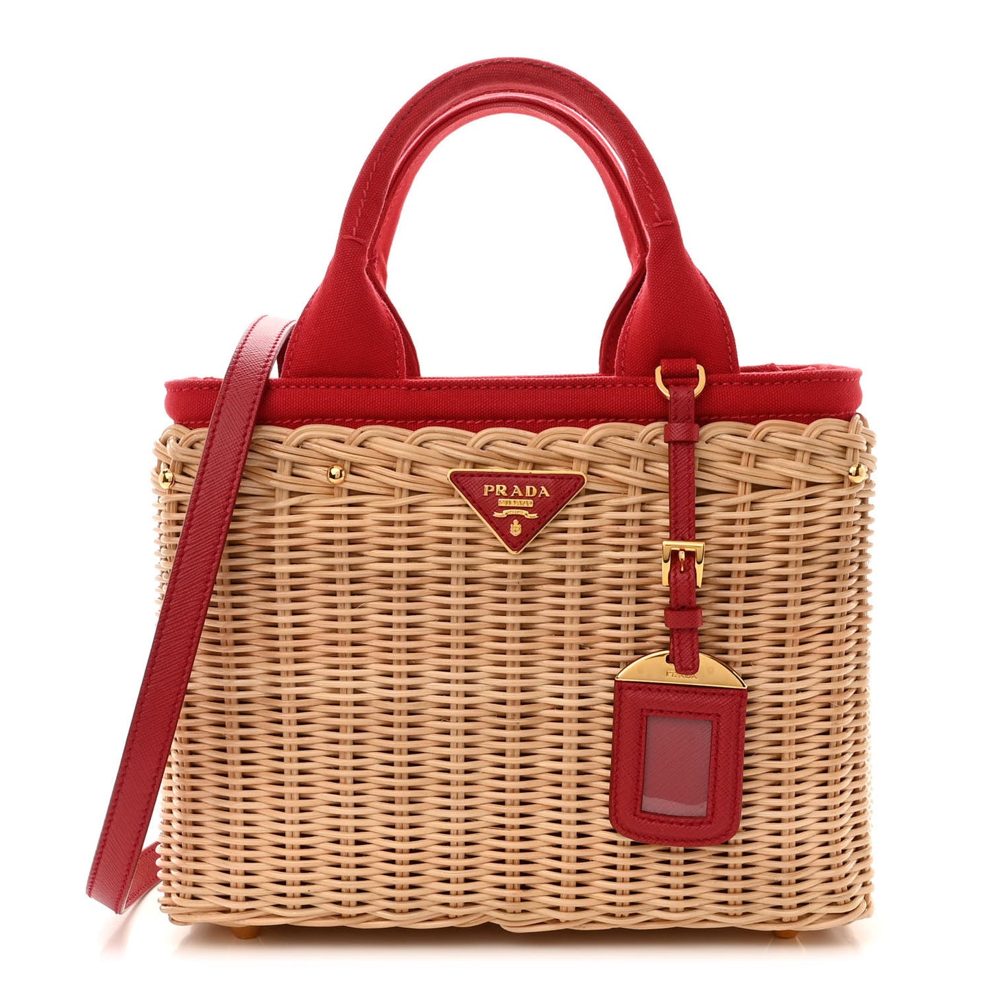 Wicker Canvas Tote Naturale Red