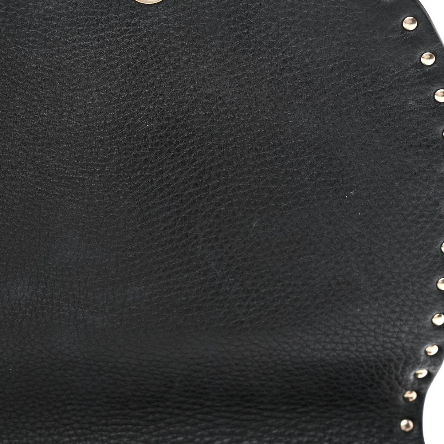 Grained Calfskin Rockstud Saddle Bag Black