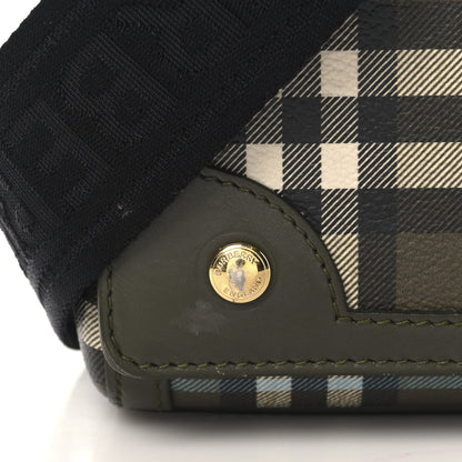Burberry Coated Canvas Calfskin Vintage Check Note Top Handle Shoulder Bag Olive Green 11 of 11