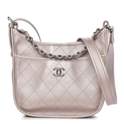 Chanel Metallic Calfskin Quilted Jungle Stroll Hobo Gold 1 of 8