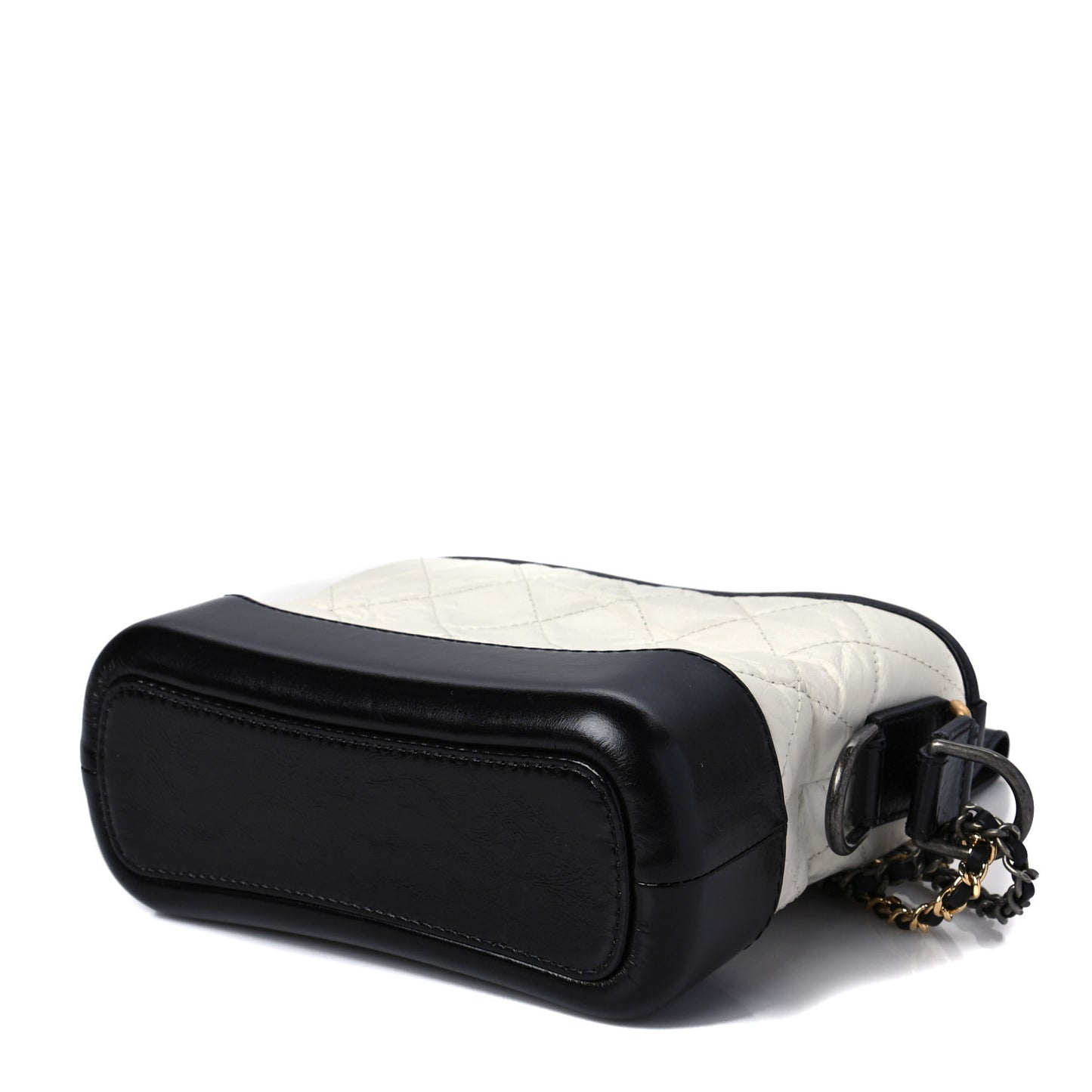 Aged Calfskin Quilted Small Gabrielle Hobo Black White