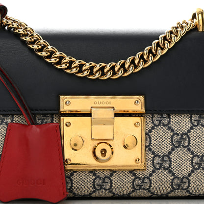 Gucci GG Supreme Monogram Moon Calfskin Small Padlock Shoulder Bag Beige Blue Mystic White Hibiscus Red 8 of 12