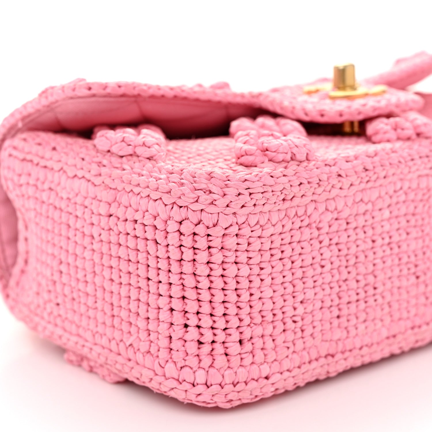 Chanel Raffia Small Dolce Raffia Flap Bag Pink 9 of 10