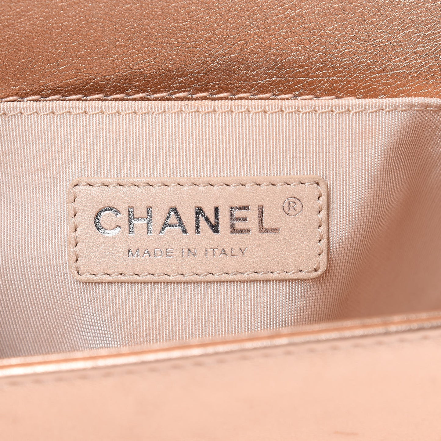 Metallic Calfskin Perforated Small Boy Flap Rose Gold