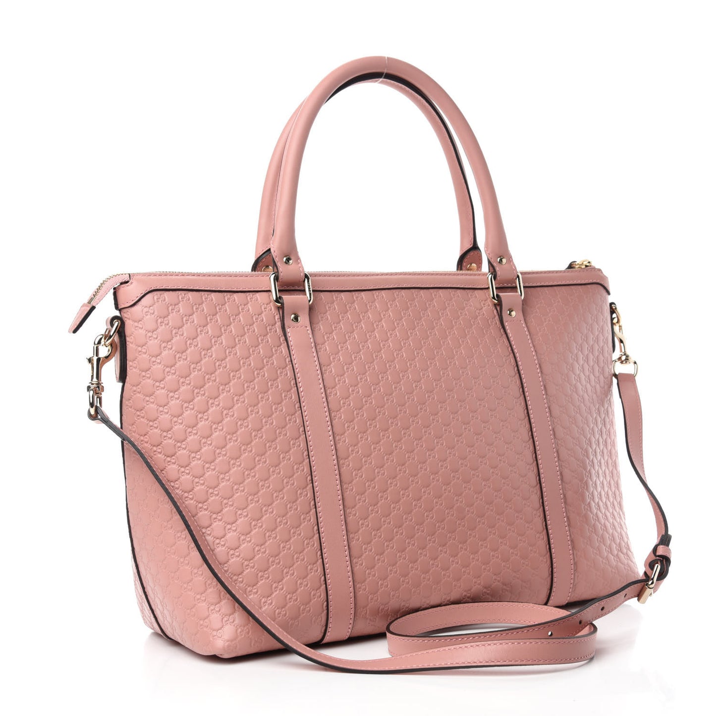 Soft Microguccissima Medium Zippered Satchel Soft Pink